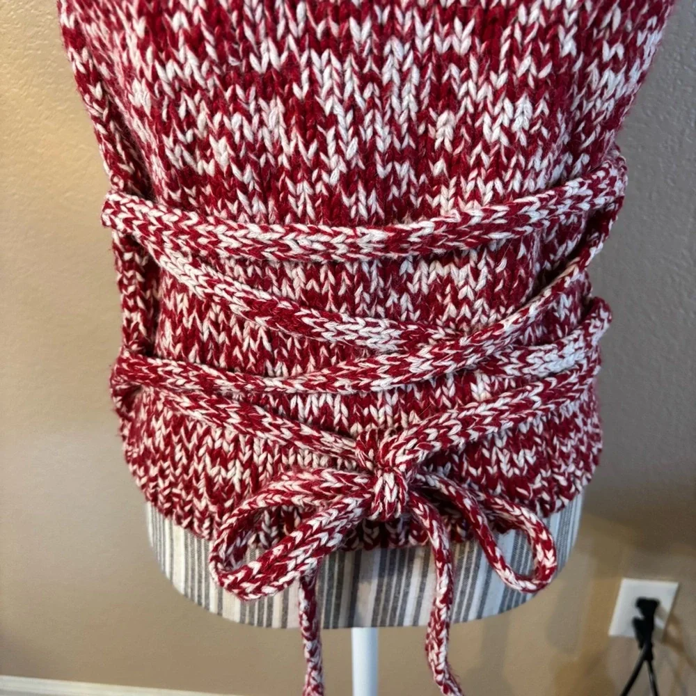 Vintage Sweater Vest Medium Klis Red Ivory Knit Sleeveless Sweater Made Italy